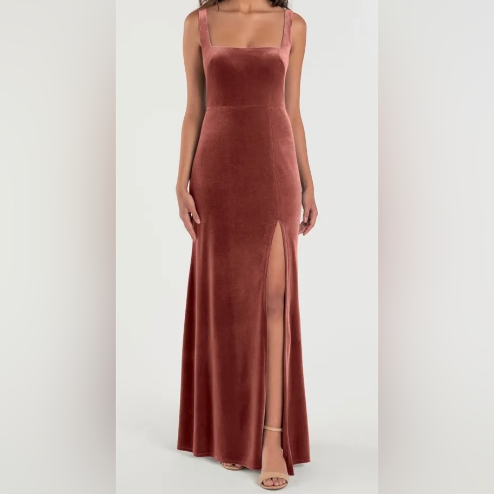 TAILORED - Jenny Yoo Velvet Mara Dress in English Rose - Size 6